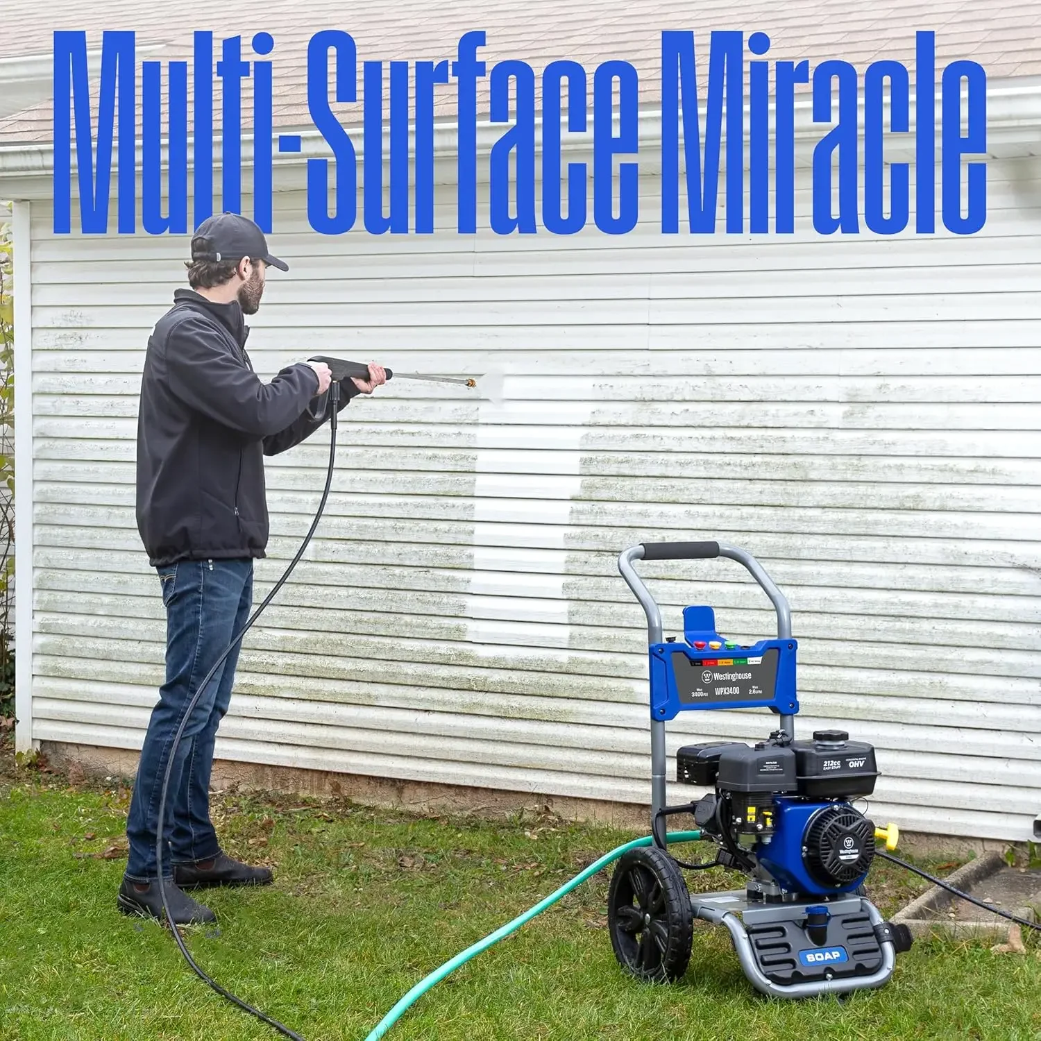 WPX3400 Gas Pressure Washer, 3400 PSI and 2.6 Max GPM, Onboard Soap Tank, Spray Gun and Wand, 5 Nozzle Set