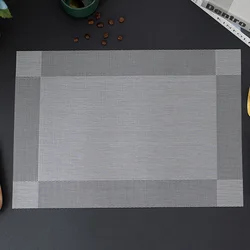 Set of Washable Vinyl Dining Table Placemats - Durable and Easy-to-Clean Table Pads - 30X45CM (4PC) (B-Silver Black)