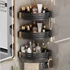 No Drill Bathroom Corner Shelf Wall Mounted Shower Corner Shelves with Hook Towel Bar Space Aluminum Bathroom Organizer Rack 1