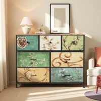 Commode Superaly à 7 tiroirs, meuble TV, structure métallique, table de toilette, salon, 100x30x78cm 1