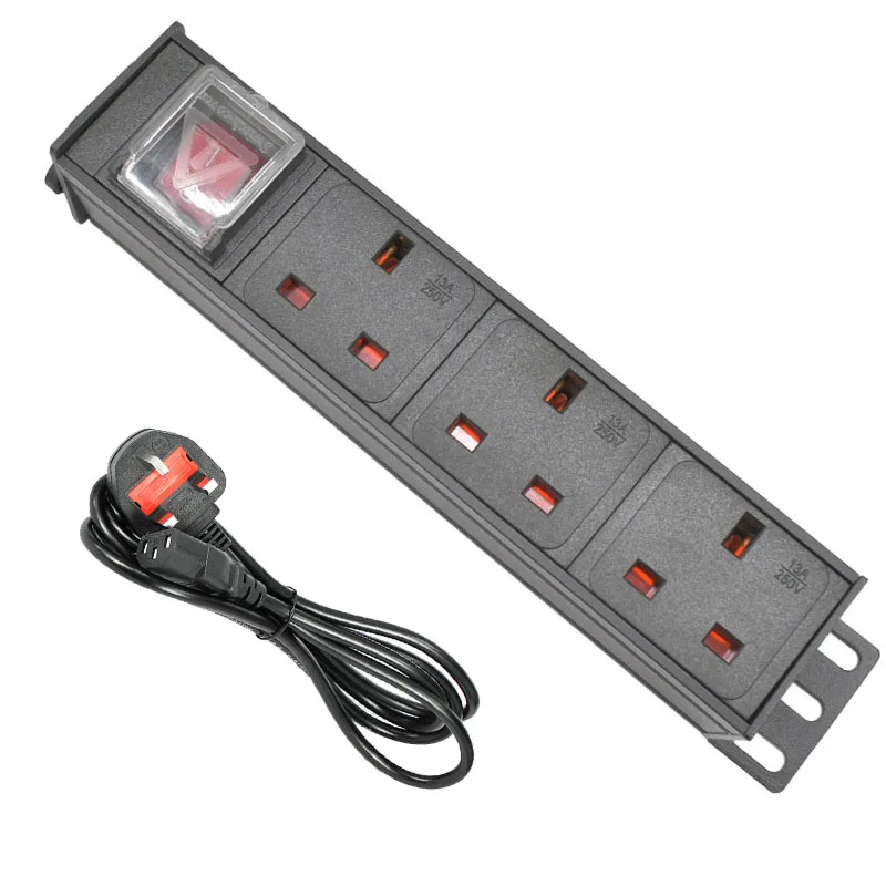 

PDU Power Strip Distribution Unit Network Cabinet Rack for Cabinet Socket 3 way UK Standard Outlets C14 port
