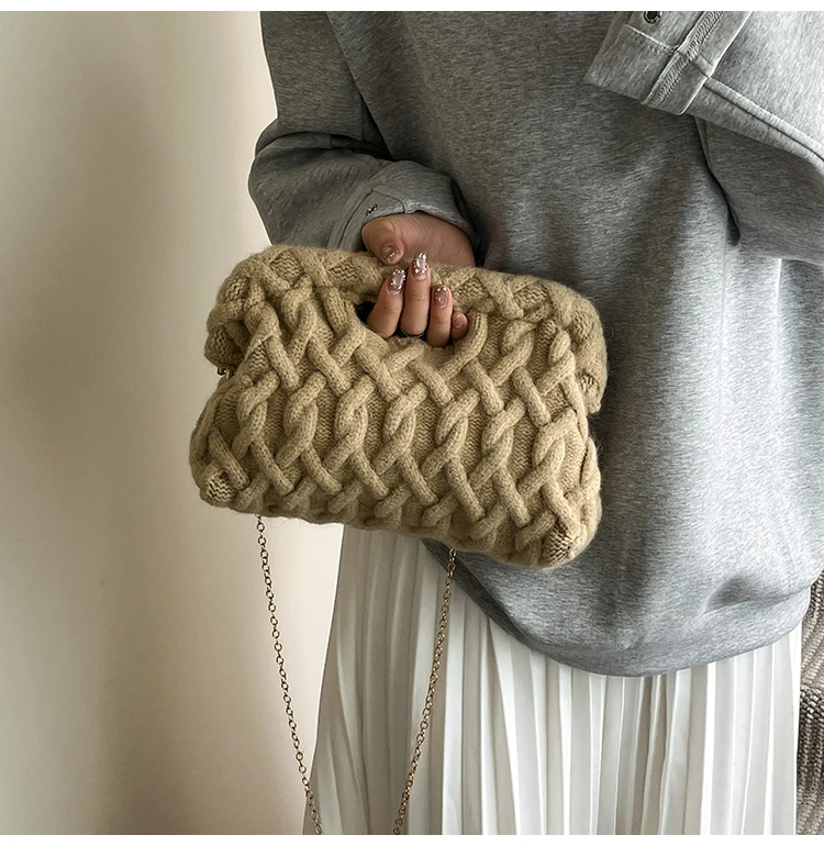 Designer Chains Crossbody Bags for Women Fashion Rope Woven Women Shoulder Bag 2021 Small Braided Square Flap Phone Purse Lady