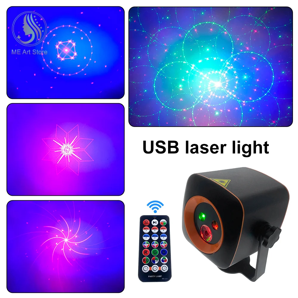 RGB Mini Disco Lights LED Laser Stage Beam Light DJ Ball Moving Heads with Strobe Effect USB Power Projector Lamp Party Lamp