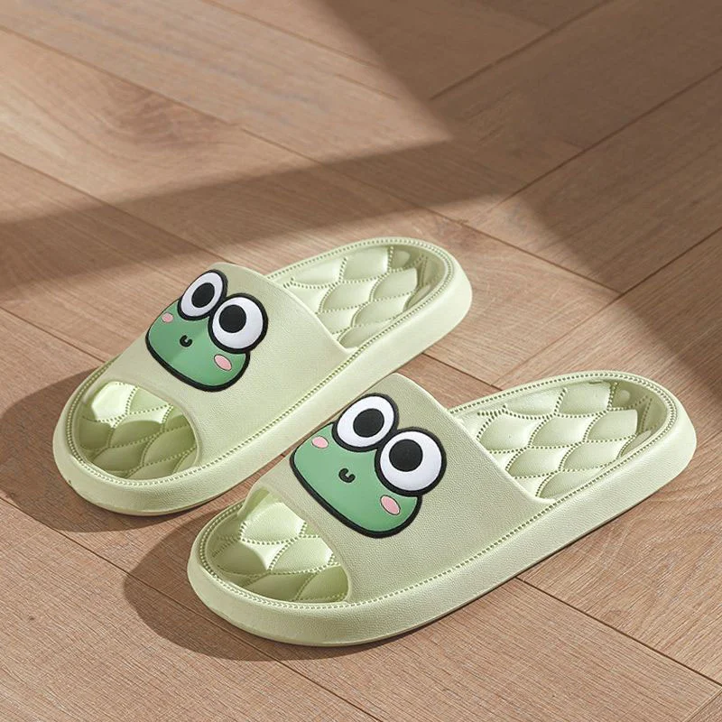 Summer Beach Slides Bathroom Anti Slip Slipper Non-Slip Home Flip Flops Cartoon Frog Soft Sandals — view 4