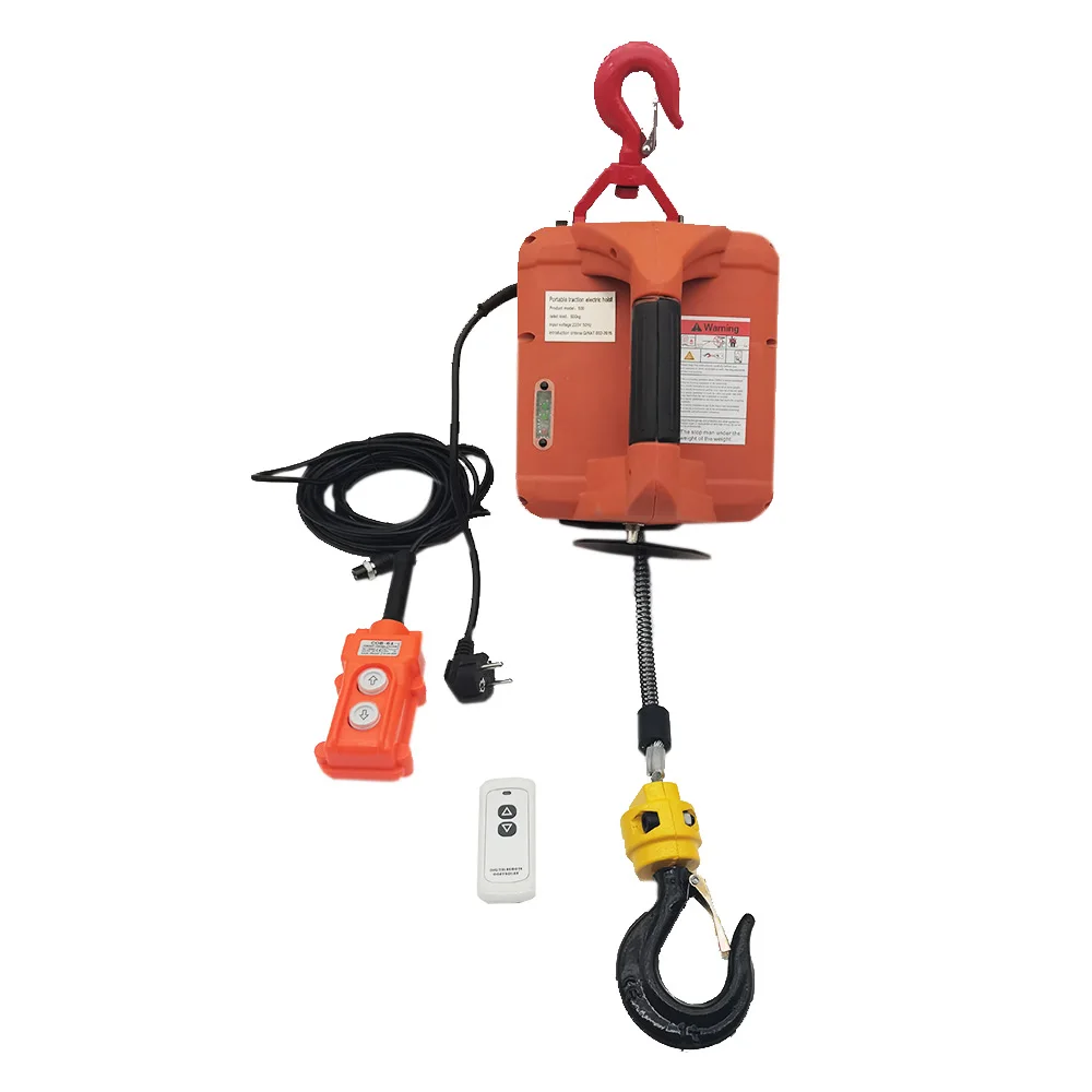 Sebfb50120f094658b66e651d88816856X 500KG Electric hoist Portable electric hand winch traction block electric steel wire rope lifting hoist towing rope 220V/110V Mallzona