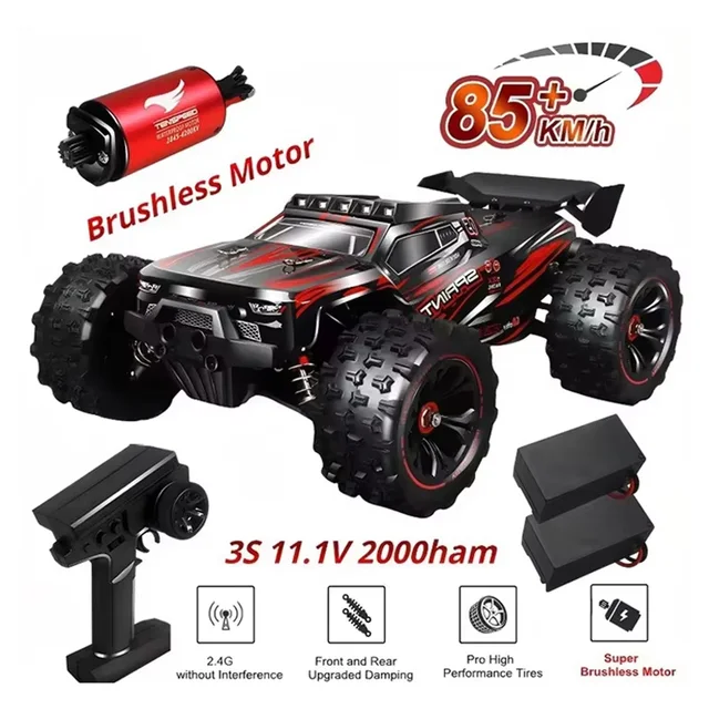 1:16 85KM/H או 50KM/H מכונית RC 4WD עם שלט מרחוק LED מכוניות דריפט מהירות גבוהה Monster 4x4 משאית עבור ילדים לעומת Wltoys 124017 צעצועים 1
