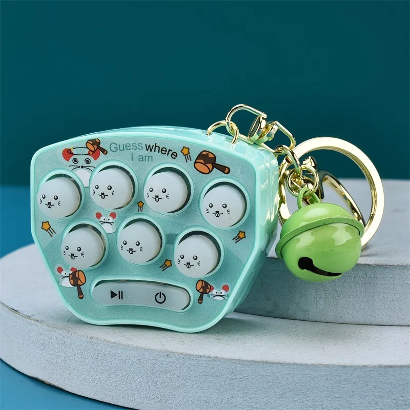 Cartoon Handheld Mini Fun Whack-A-Mole Game Machine Key Chain Cute Creative  Playable Gopher Machine Keychain Kids Toy Gift Charm