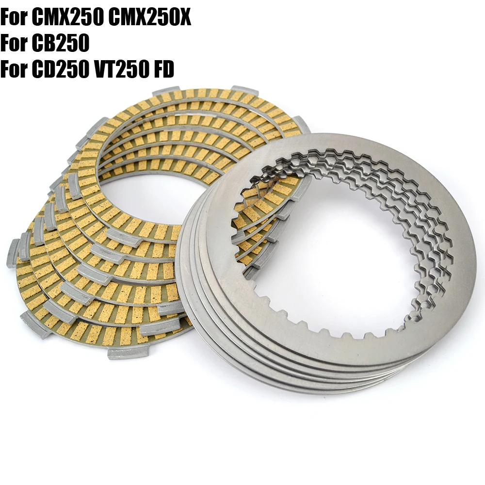 

For Honda CD250 VT250 FD / CMX250 CMX250X Rebel / CB250 Nighthawk Two Fifty Police Friction Clutch Disc Plate Kit