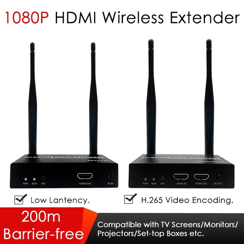 1080P HDMI Wireless Extender Kit 200m IR Video Transmitter and Receiver for Projector Laptop PC Switch Converter Screen Shared