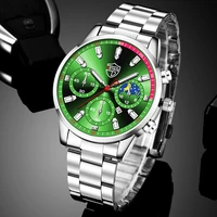 2022 Luxury Fashion Mens Silver Watches Men Business Stainless Steel Quartz Wrist Watch Man Sports Casual Leather Watch 1