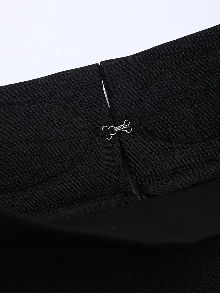 EAM Black Irregular Pants High Waist Leather Long Wide Leg New Loose Fit Trousers Women Fashion Spring Autumn 2026 JQ78101