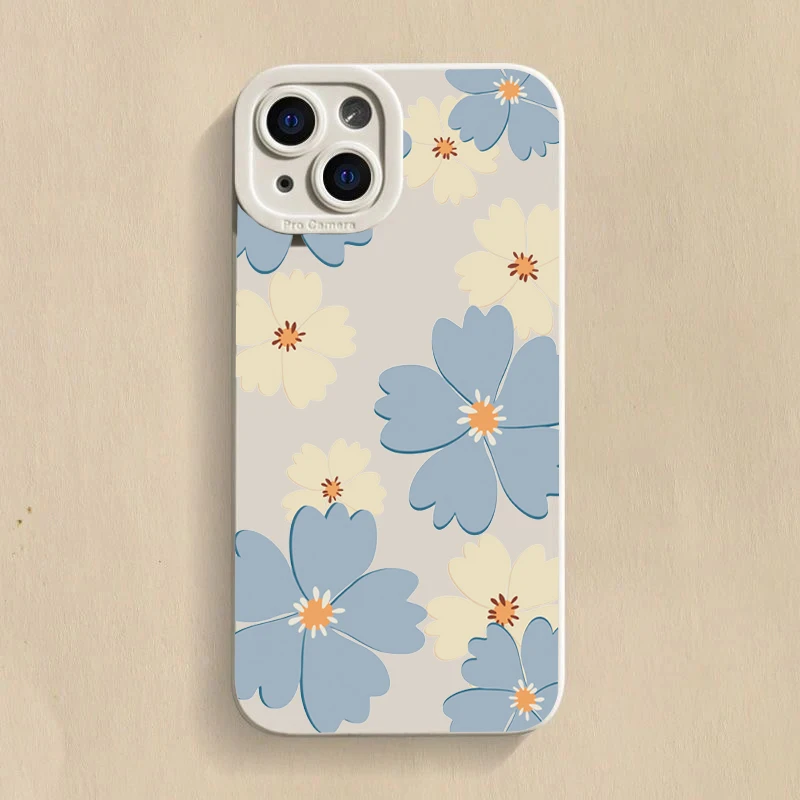 Summer Blue Large Flower Shockproof Silicone Phone Case - Soft Protective Cover