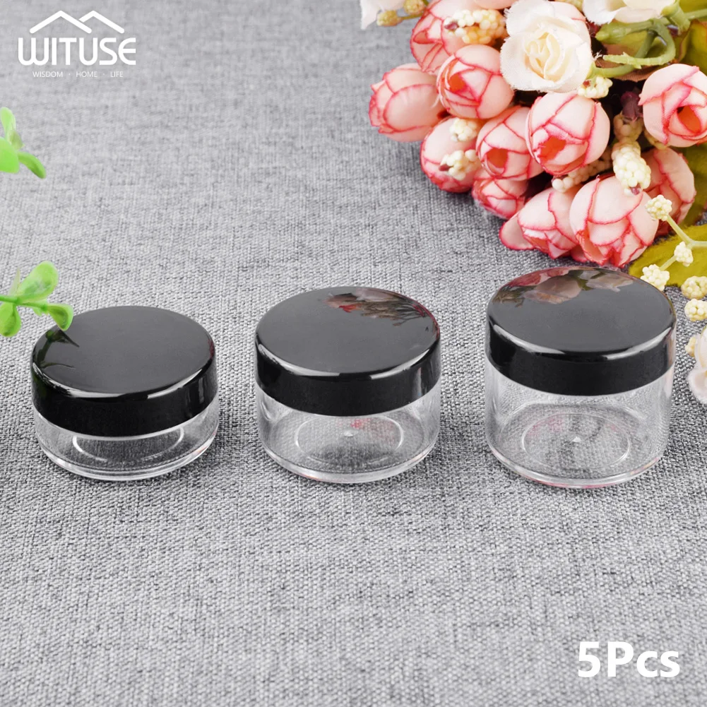 Empty Plastic Makeup Nail Art Bead Storage Container Portable Cosmetic Cream Jar Pot Box Round Bottle 5pcs/lot 10g/15g/20g storage box,storage jar,herb storage container,medicine storage container,honey storage container