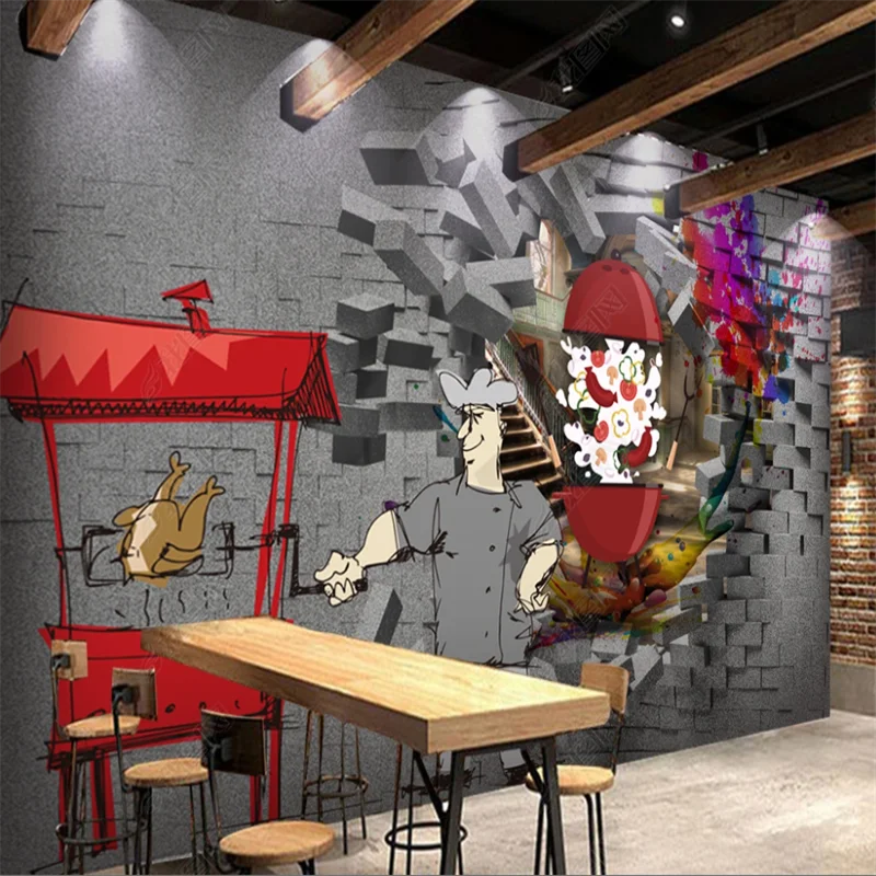 

Broken Wall Barbecue Grilled Skewers Grilled Chicken Kebab Wallpaper Barbecue Shop Restaurant Snack Bar Background Wall Paper