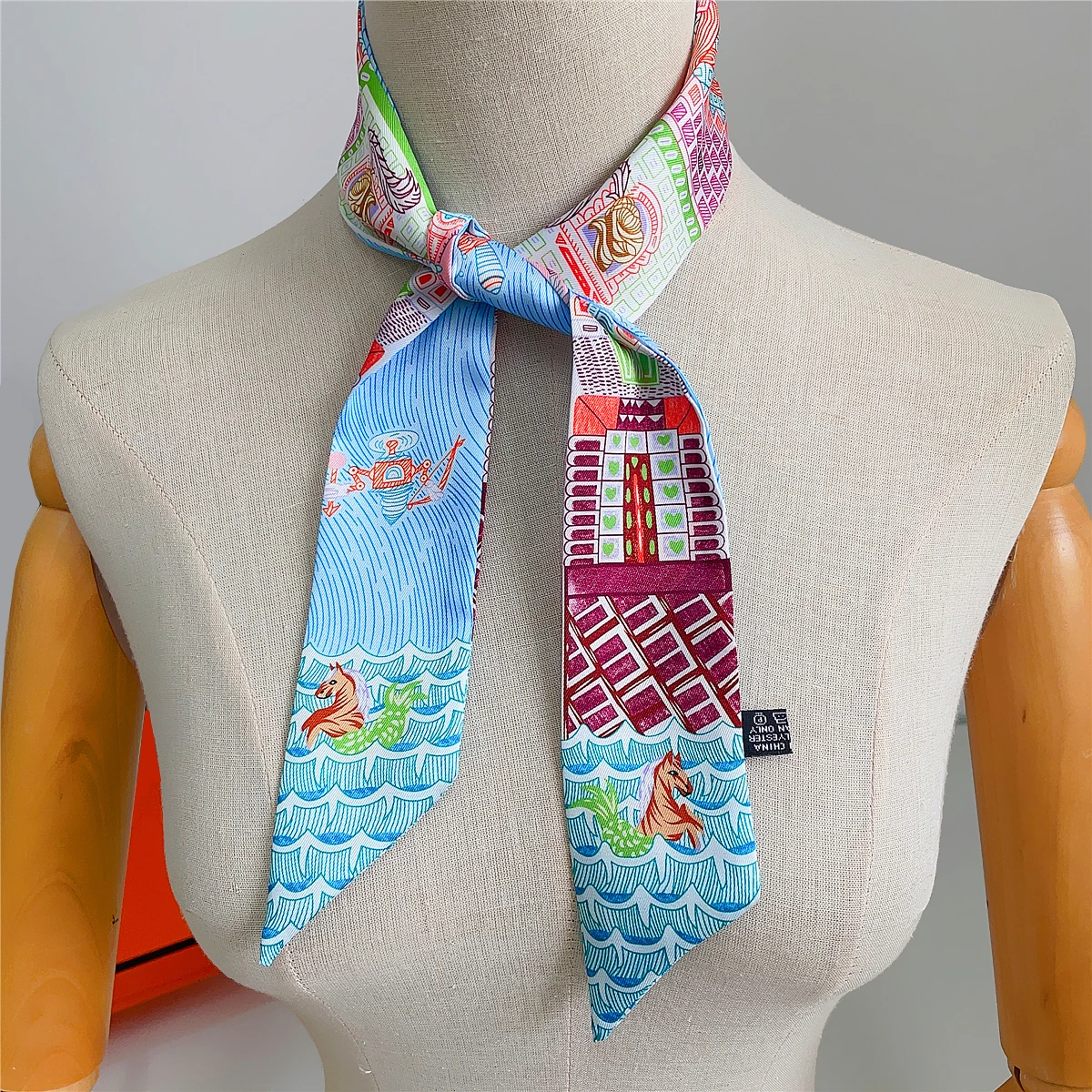 Marke Design Twill 100% Seide Schal Luxus Palace Pferd Mode Schal Frauen Foulard Dünne Tasche Schals Halstuch Haar Stirnband – Detail 15