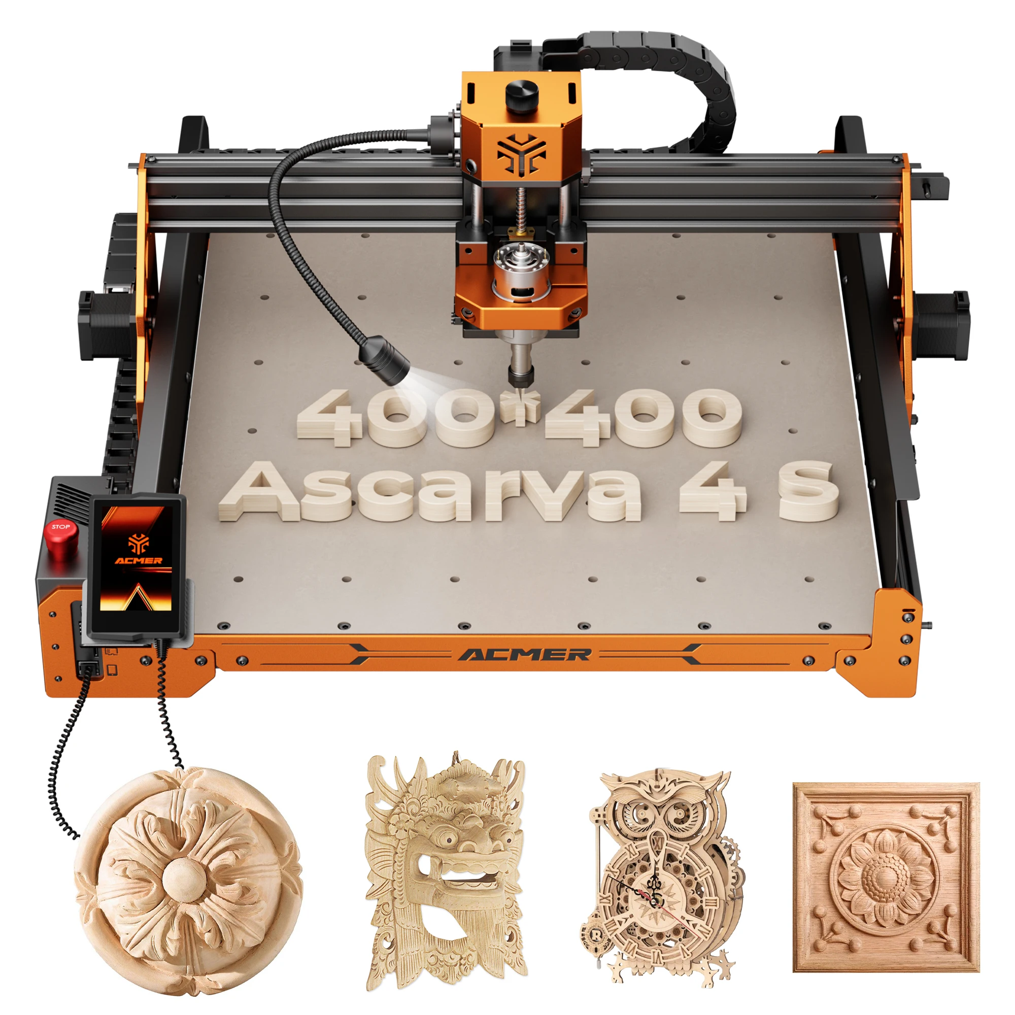 ACMER 4 S 70W CNC-Fräsmaschine 3-Achsen-Steuerung LED-Touchscreen Not-Aus-Funktion Aufrüstbar für Holz Kunststoff Acryl 400*400*80mm – Detail 1