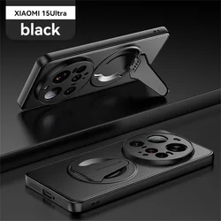 Luxury Folding Magnetic Phone Case with Camera Protection and Solid Color Design for Xiaomi 14 (Black)