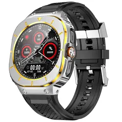 Premium Sport Bracelet Band - Stainless Steel Case with TPU Silicone Strap - Galaxy Watch Ultra (Silver and gold)