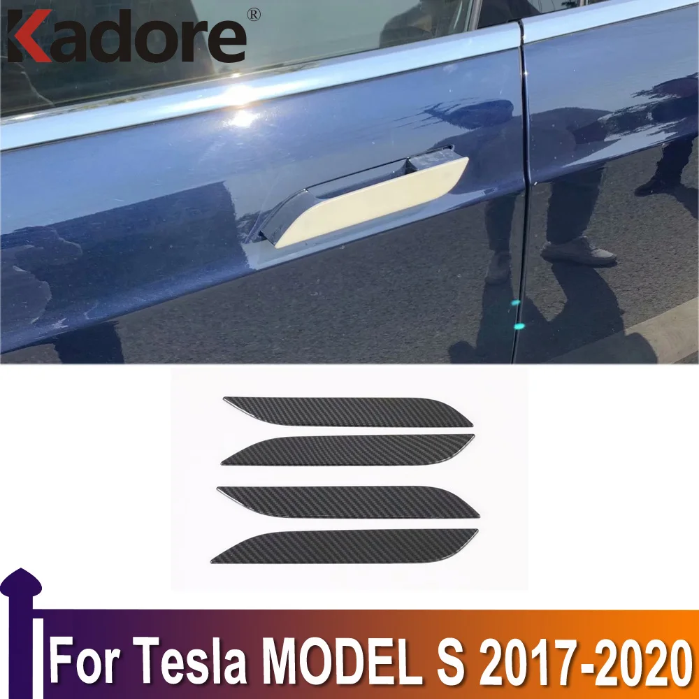 

Чехол для боковой дверной ручки Tesla MODEL S 2017 2018 2019 2020 ABS из углеродного волокна аксессуары для стайлинга автомобиля