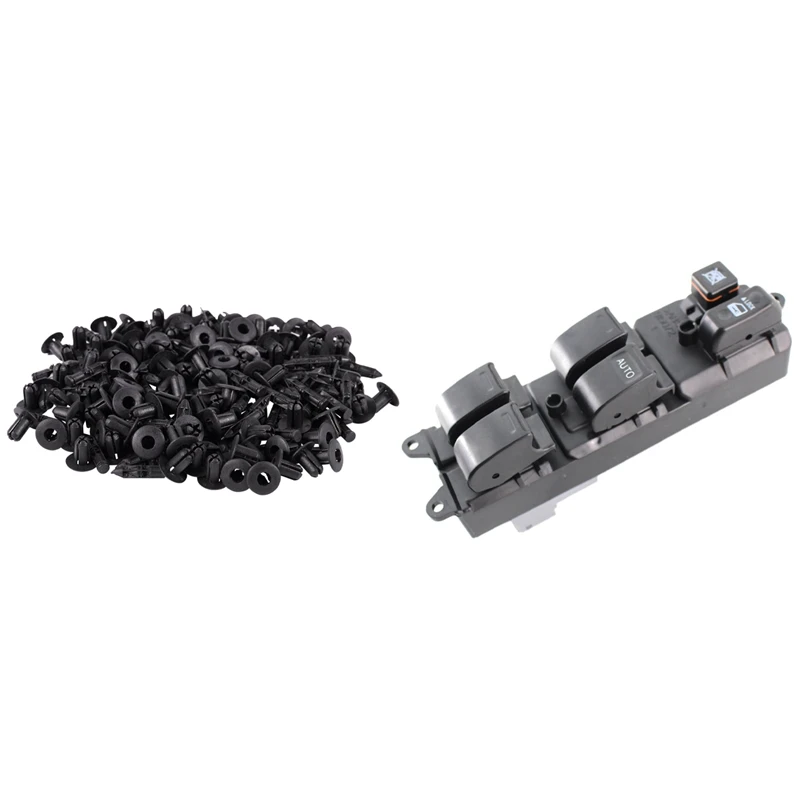 

New100pcs молдинг автомобиля дверное крыло 5 мм Отверстие Пластиковые заклепки фиксация и 1 шт. главный переключатель окна питания