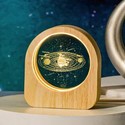 Enchanting Starry Sky Crystal Ball with Wooden Base - Solar System Galaxy Decor for Valentine's and Home Elegance (Solar system)