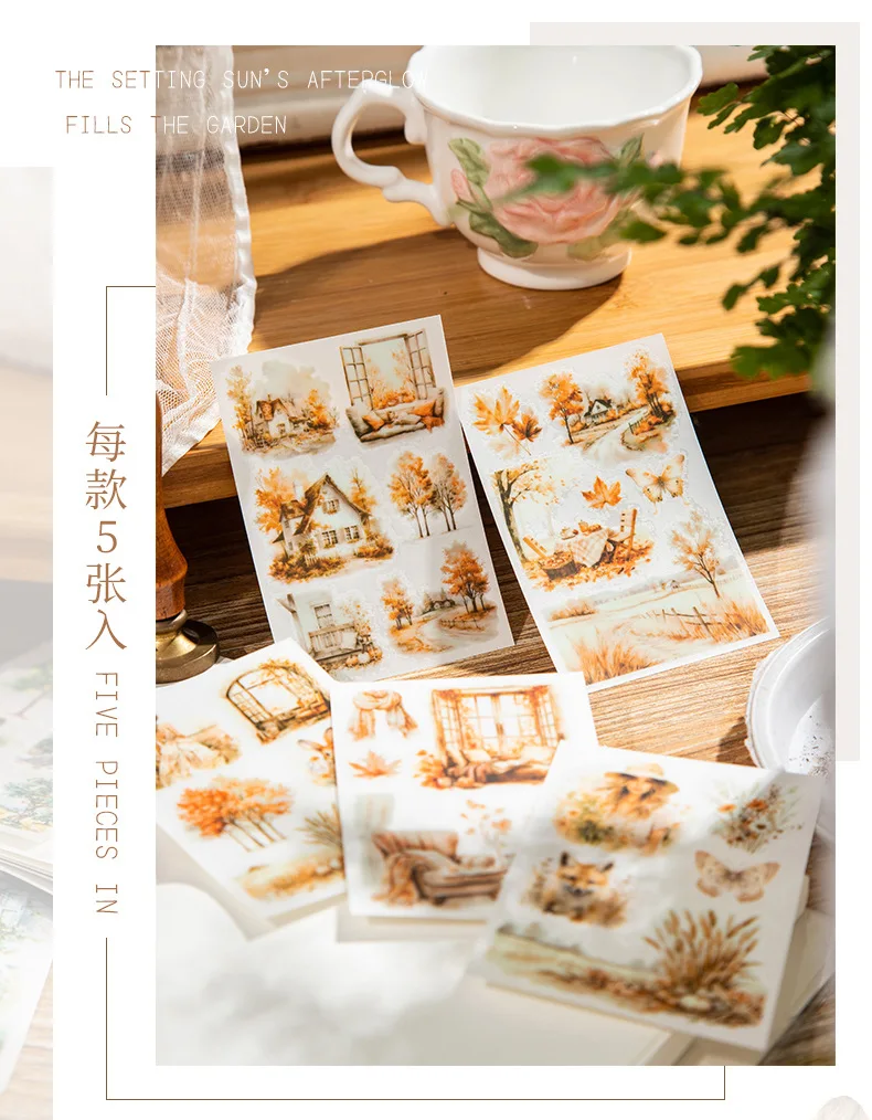 5 teile/los Memo Pads Material Papier Monet und die Garten Junk Journal Scrapbooking Karten Retro Hintergrund Dekoration Papier – Detail 6