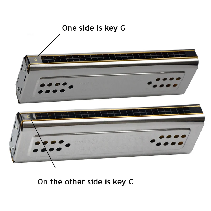 24 Hole Blues Double Side Harmonica Key Set C&G Tone 2 In 1 Tremolo Bass Mouth Organ Harp Wind Musical Instrument Professional diatonic harmonica,mouth harp
