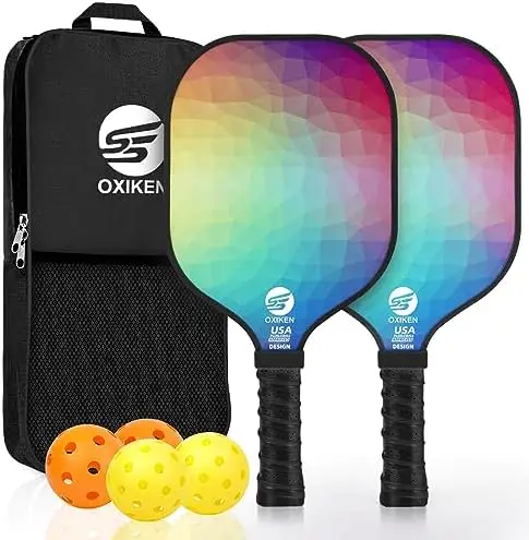 

OXIKEN Pickleball Paddles Set of 2, USAPA Approved Carbon Fiber Pickle Ball Paddle (CHS), Polypropylene Honeycomb , Anti Slip Sw