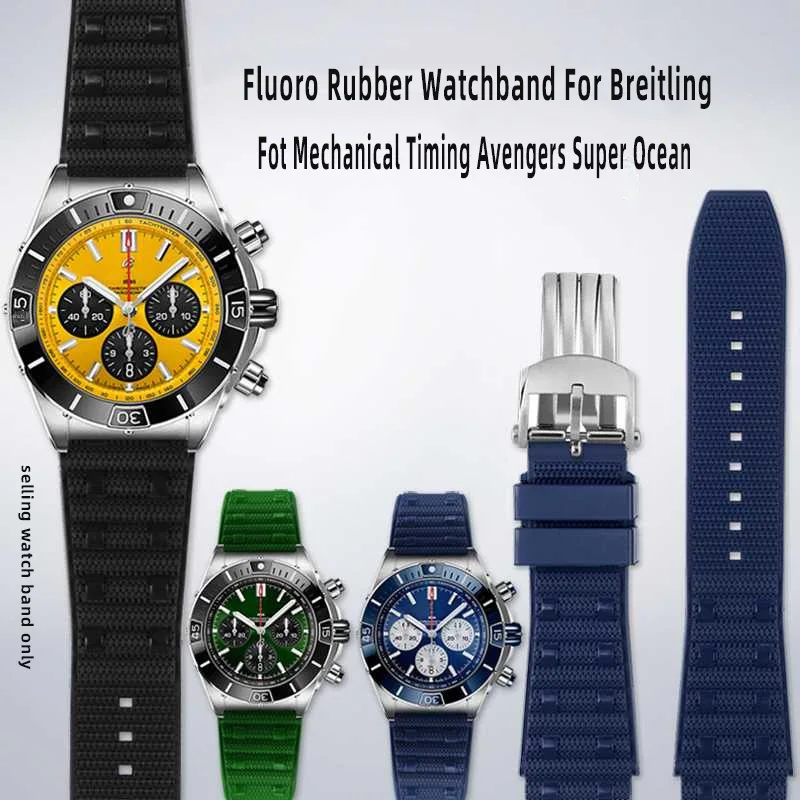 

High quality Fluoro Rubber Watchband 22mm 24mm For Breitling Strap Fot Mechanical Timing Avengers Super Ocean Watchband