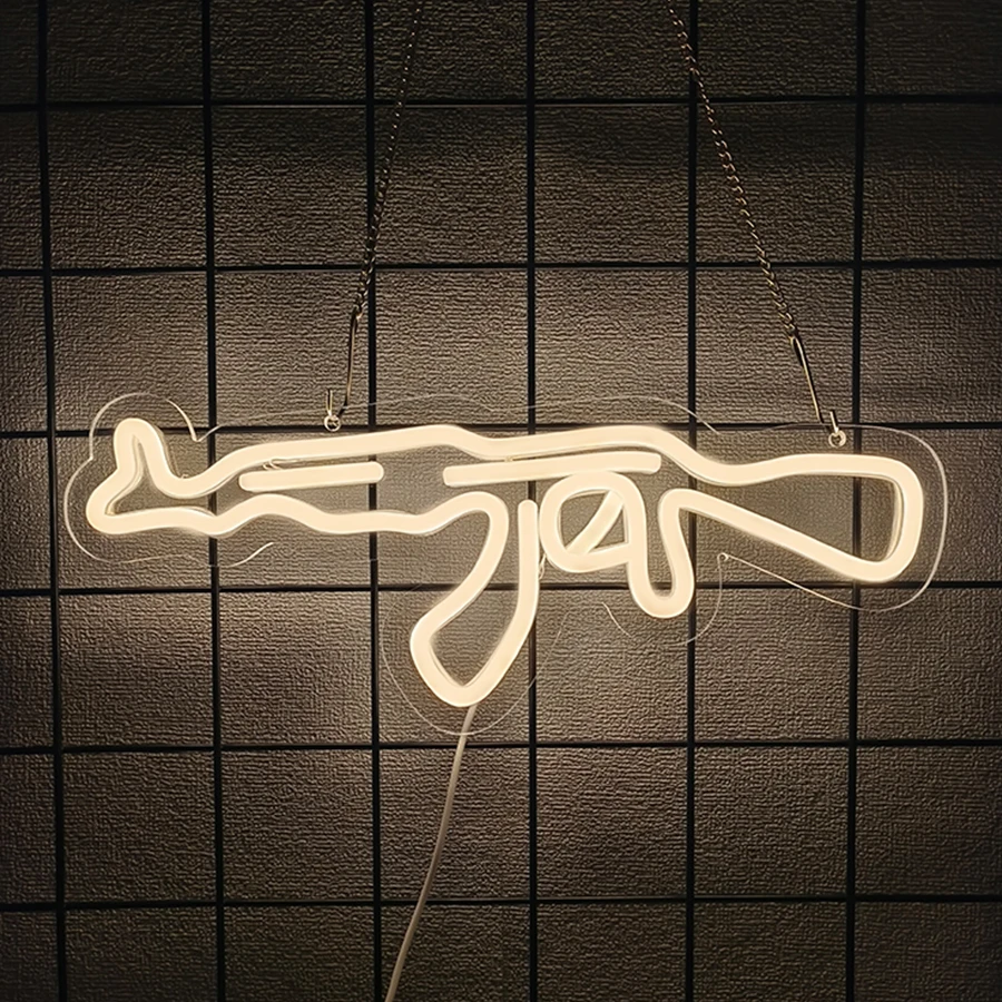 Neon AK47 Gun-Shaped LED Wall Art for Home and Game Room Decor