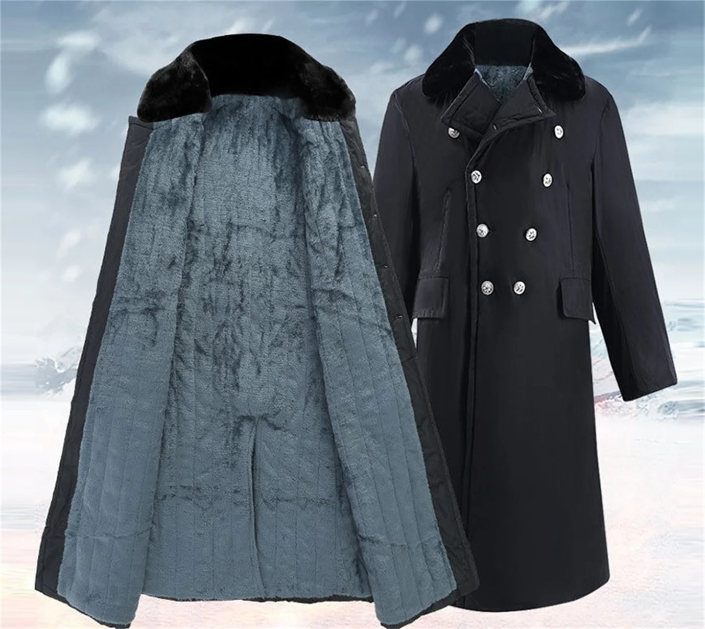 Winter Men's Hunting Long Jacket Hooded Parka Thick Cotton Thermal Fleece Coat Outdoor Windproof Waterproof Overcoat