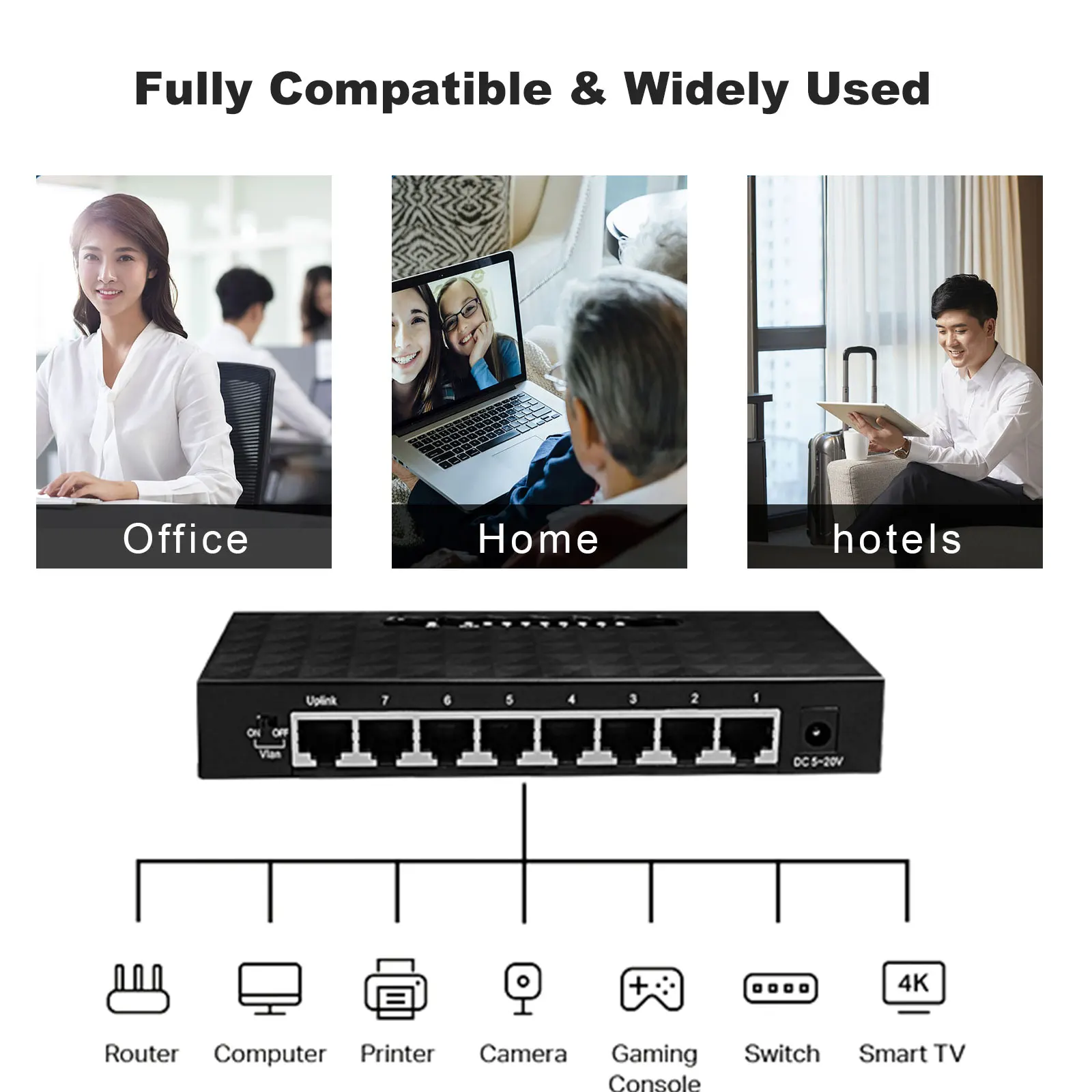 Terow-switch Gigabit de Rede Portas 1000mbps Smart Ethernet Switcher Alto Desempenho Hub Rj45 Internet Splitter Plug And Play - Imagem 6