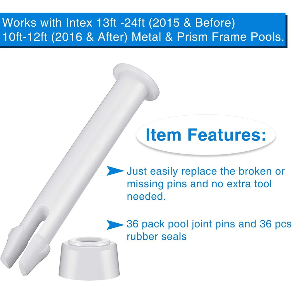 5.5/6/7cm Plastic Pool Joint Pins with Rubber Seal 12PCS For Intex Round Metal Frame Swimming Pool Replacement Parts