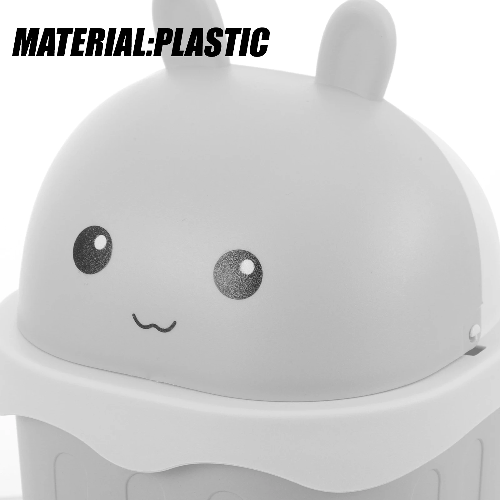 2개입 노란색 토끼 디자인 미니 데스크 휴지통 (뚜껑 포함) 창의적인 데스크탑 쓰레기통 소형 카운터탑 휴지통 (사무실용)