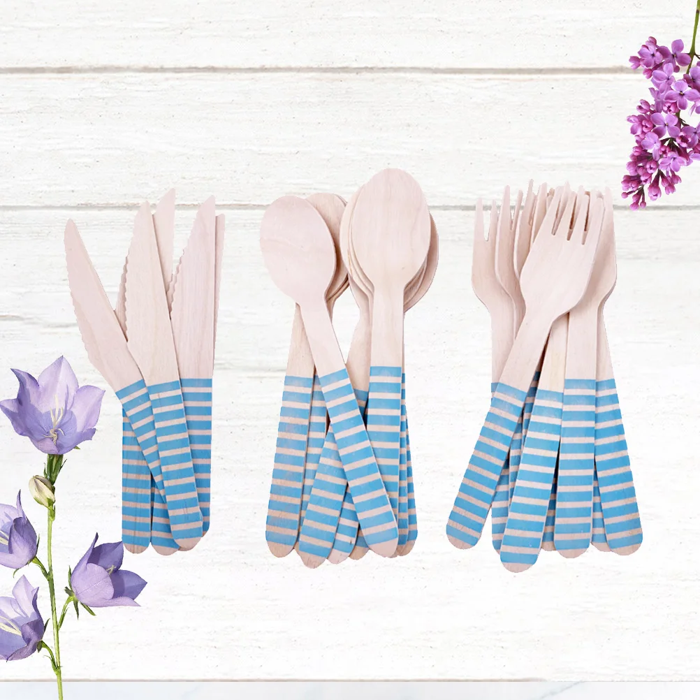 Kitchen Utensil Party Flatware Spoon Cutlery Wooden Fruit Serving Spoons