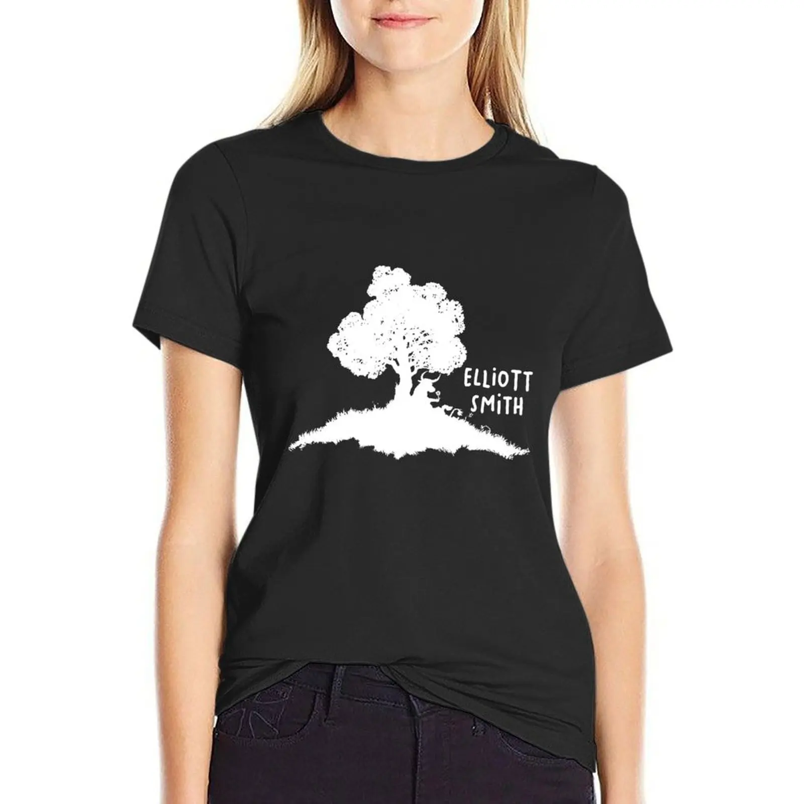 

elliott smith lover T-Shirt Short sleeve tee summer clothes hippie clothes graphics black t shirts for Women