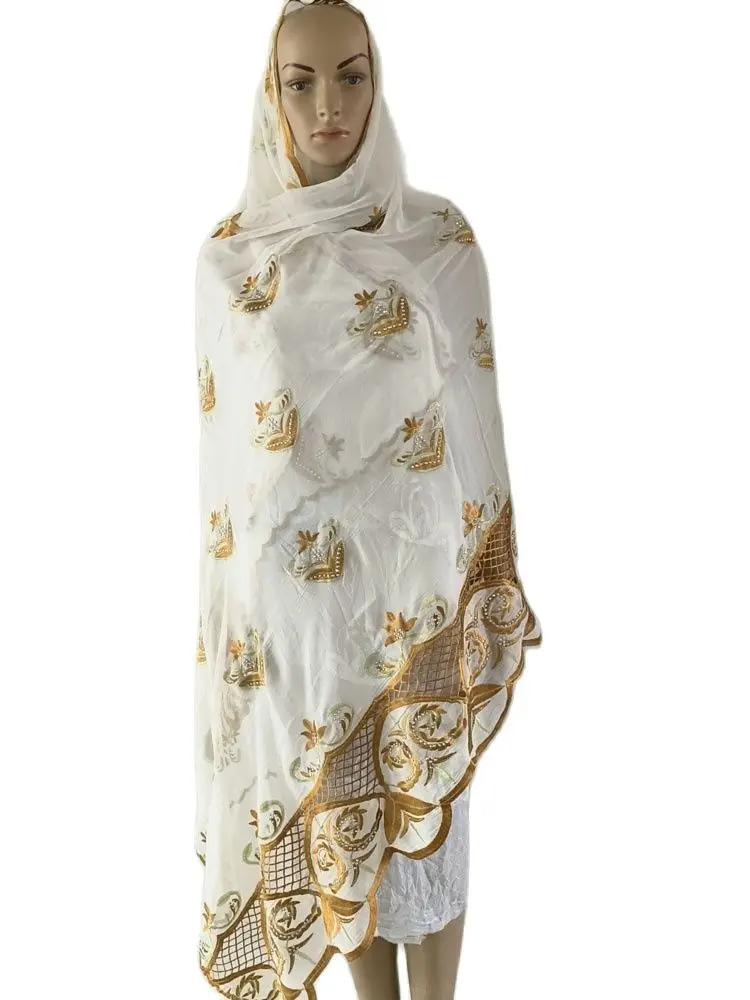 

2023 Sales Volume High Quality African Muslim Women Scarf Chiffon 200*100 Embroidered Headscarf Dubai Shawl For Pray hijab turba