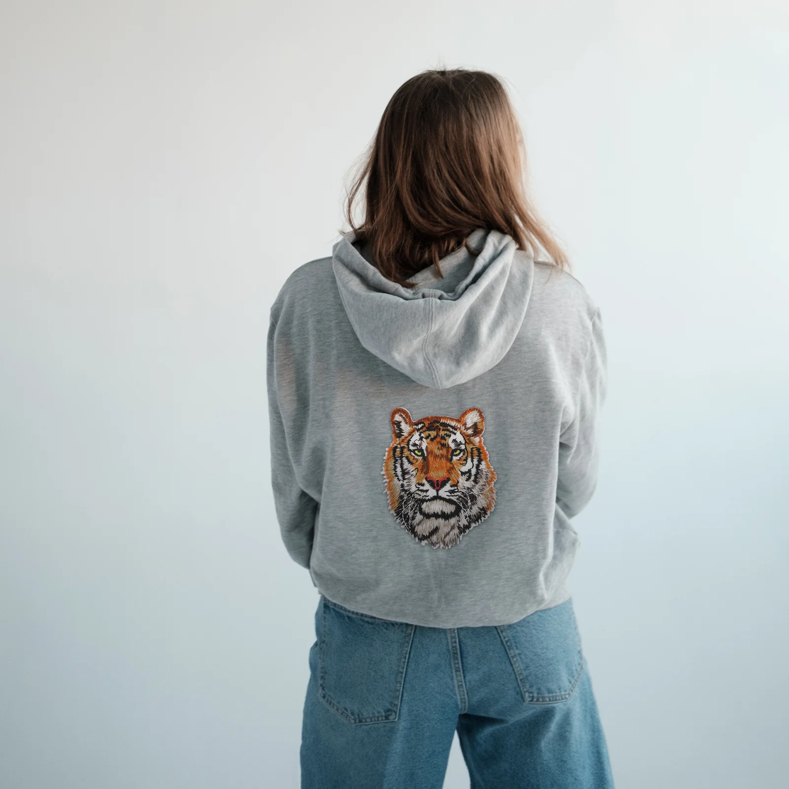 호랑이 자수 패치, 폴리에스터 헤드 의류 패치, 의류 수리 스티커, 빈티지 바지 DIY