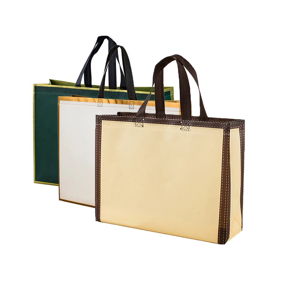 100x LOGO personalizzato Eco riutilizzabile pieghevole borsa regalo in tessuto non tessuto borsa per la spesa in tessuto non tessuto con manico per generi alimentari del supermercato  15