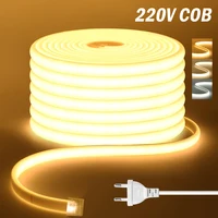 220V หรี่แสงได้ COB LED Neon Strip Light สวิตช์หรี่ไฟชุดปลั๊กกันน้ํา 288 LED Flex Tube โคมไฟสูง Bright WARM/สีขาวธรรมชาติ 1
