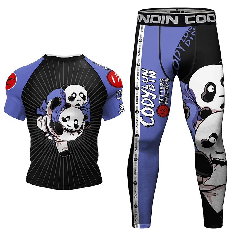 Customized Boxing Jiu Jitsu MMA T-shirt +Shorts 4Pcs/set Rashguard