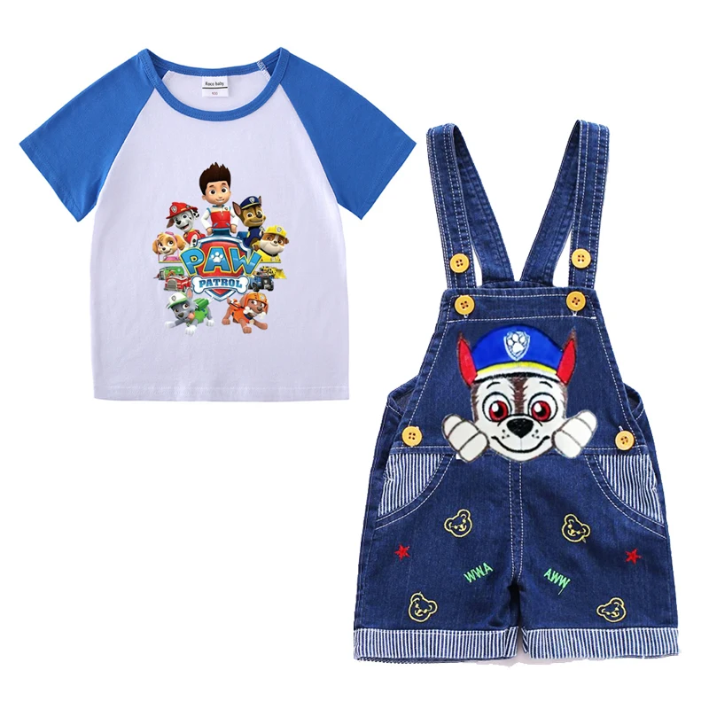 thumbnail image 1 of Conjunto de ropa para niños, camiseta de Pikachu para niño y niña, pantalones cortos, conjuntos de 2 uds., conjuntos de algodón para niñas pequeñas, ropa deportiva de la Patrulla Canina para niños, 1 of 5