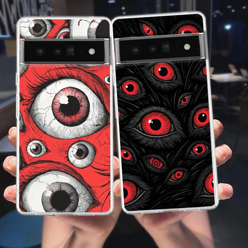 Clear TPU Phone Case with Scary Devil Eye Pattern