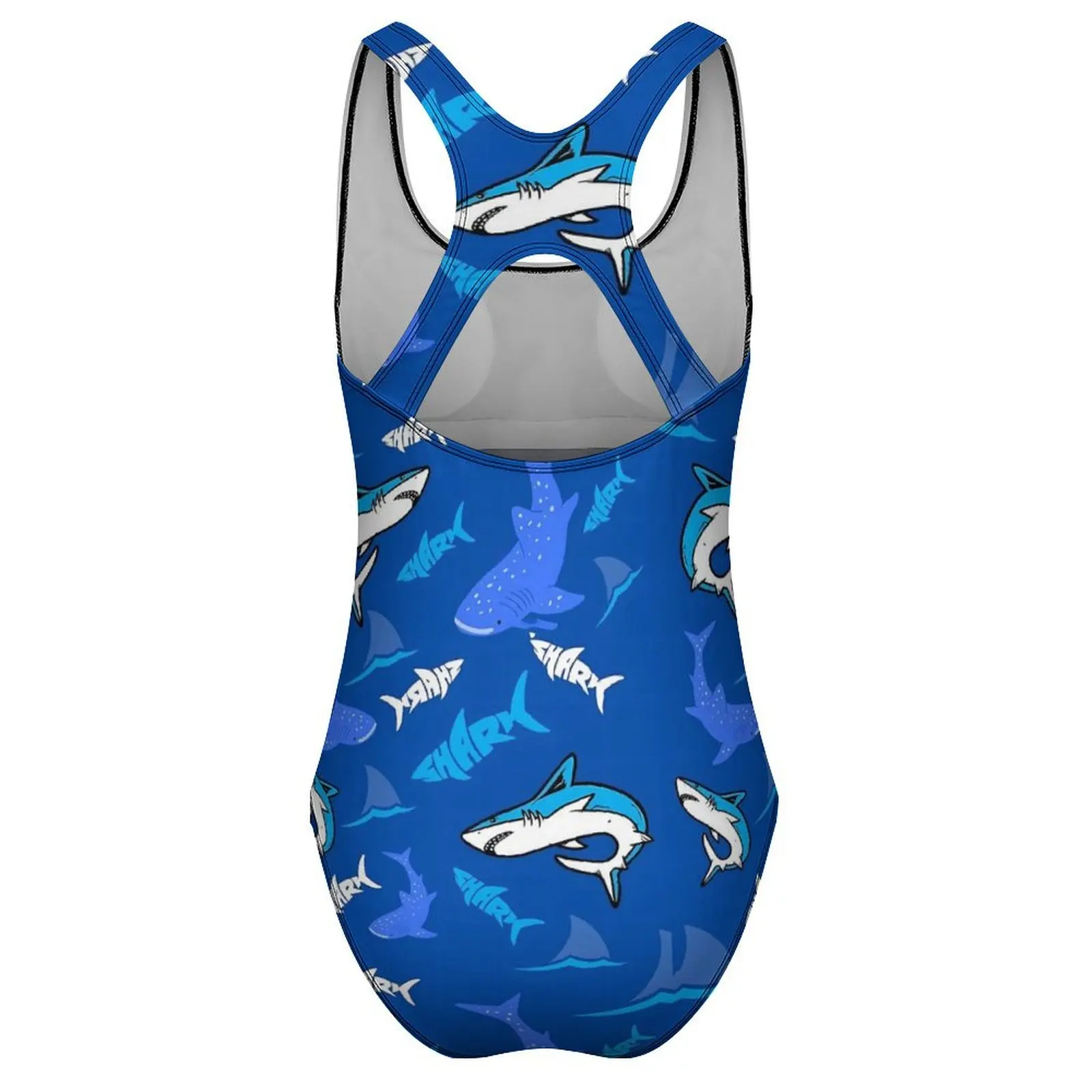 Blue Sharks Swimsuit Sexy Animal Print One-Piece Swimwear Push Up Swimsuits Stylish Holiday Pool Bathing Suits