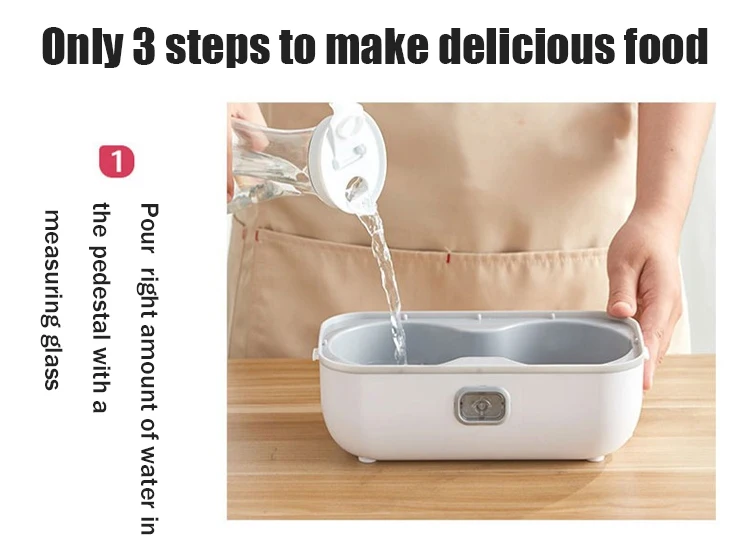 220V Electric Lunch Box Rice Cooker Portable Heating Bento Box Stainless Steel Lunch Box