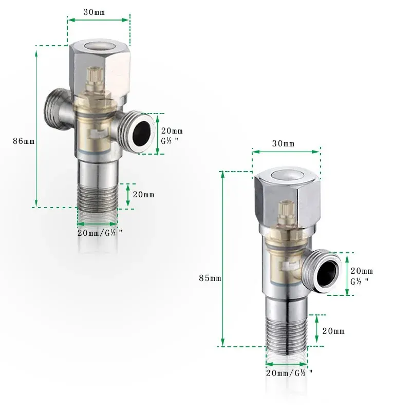 Angle Valve Baokemo Stainless Steel Bathroom Quick Opening Triangle Valve Faucet Accessories Two Way Angle Valve G1/2 Thread Water Inlet