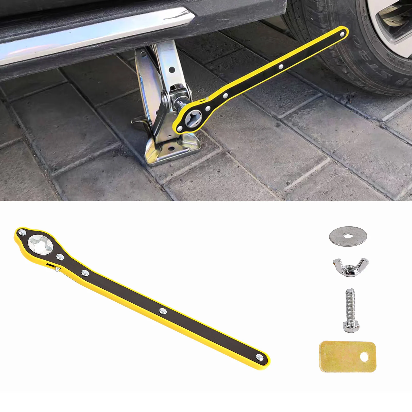 

Car Jack Ratchet Wrench Adapter Labor-saving Scissor Lift Tire Wheel Lug Repair Tool Universal Anti-rust Auto Accessories Metal