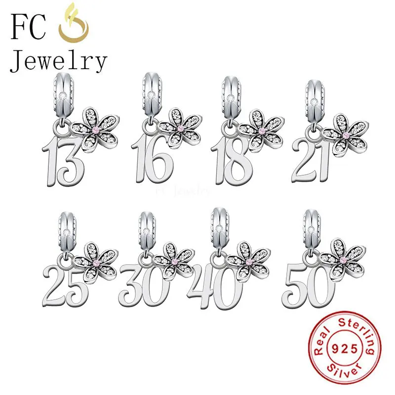 

Fit Original Pan Charms Bracelet 925 Sterling Silver 13th16th 30th Number Birthday Anniversary Charm Bead For Making Berloque