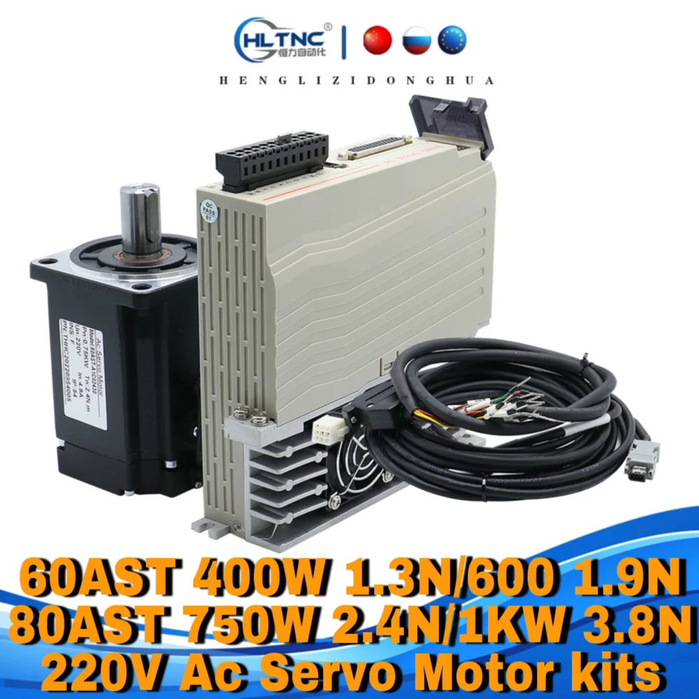 60AST 400W 1.3N 600W 1.9N 80AST 750W 2.4N 1KW 3.8N 220V Ac Servo Motor With Magnetic 17bit Absolute Encoder + T3D For CNC ac servo motor