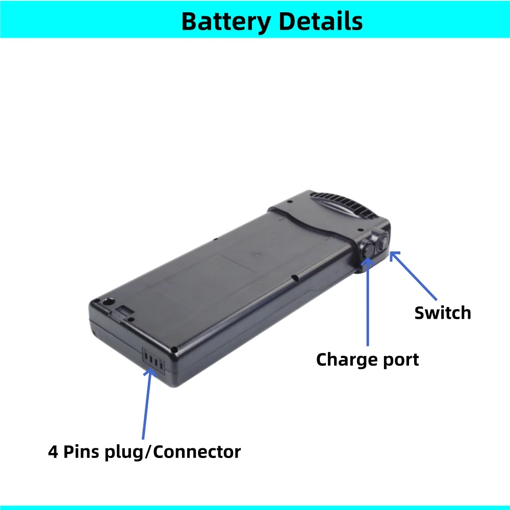 City Bike Rear Rack Carrier E-bike Battery 24V 10Ah 10.4Ah 36V 7.8Ah 10Ah 14Ah Li-ion for Surpass Survaevillenoir